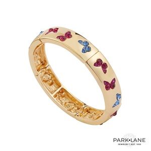 Park Lane Papillion Gold Bangle Bracelet | PinkBlue Butterflies | Stretch to Fit